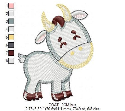 Goat embroidery design - Farm animals embroidery designs machine embroidery pattern - Farmer embroidery file - Goat rippled digital design