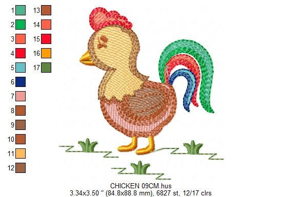 Chicken embroidery designs - Rooster embroidery design machine embroidery pattern - instant download - Kitchen embroidery file tea towel