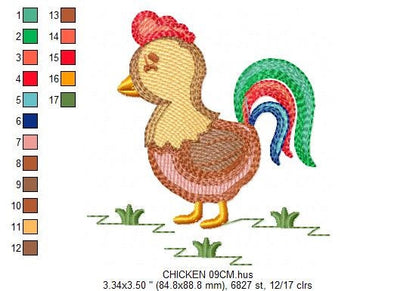 Chicken embroidery designs - Rooster embroidery design machine embroidery pattern - instant download - Kitchen embroidery file tea towel