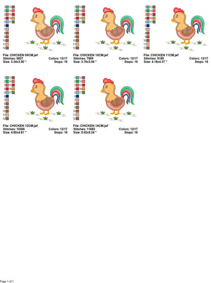 Chicken embroidery designs - Rooster embroidery design machine embroidery pattern - instant download - Kitchen embroidery file tea towel