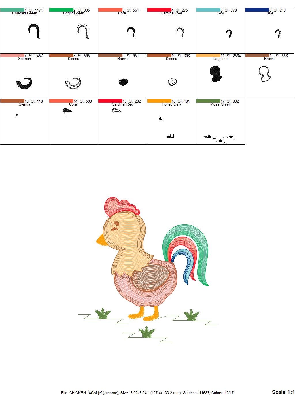 Chicken embroidery designs - Rooster embroidery design machine embroidery pattern - instant download - Kitchen embroidery file tea towel