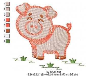 Pig embroidery design - Animal embroidery designs machine embroidery pattern - Baby boy embroidery file - Ranch animal farm instant download
