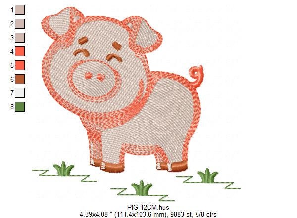 Pig embroidery design - Animal embroidery designs machine embroidery pattern - Baby boy embroidery file - Ranch animal farm instant download