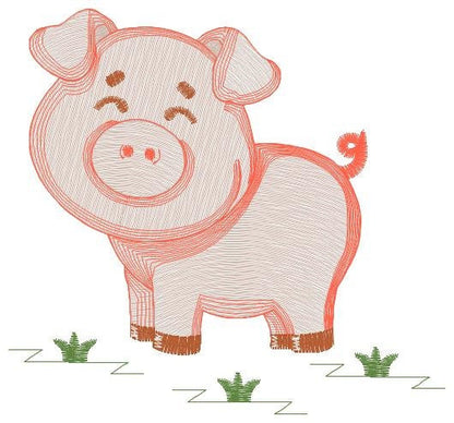 Pig embroidery design - Animal embroidery designs machine embroidery pattern - Baby boy embroidery file - Ranch animal farm instant download