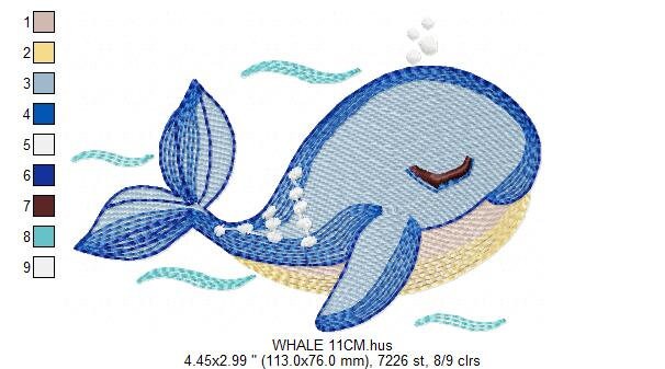 Whale embroidery designs - Fish embroidery design machine embroidery pattern - Ocean embroidery file - sea animal embroidery whale design