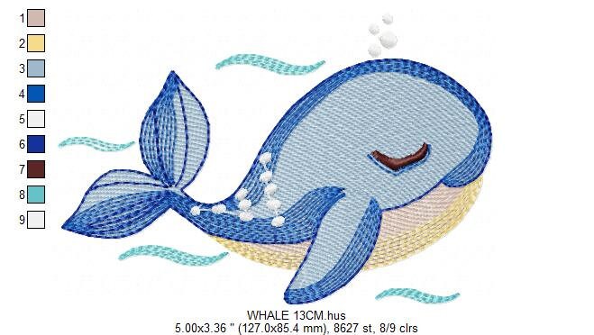 Whale embroidery designs - Fish embroidery design machine embroidery pattern - Ocean embroidery file - sea animal embroidery whale design