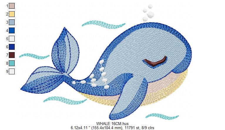 Whale embroidery designs - Fish embroidery design machine embroidery pattern - Ocean embroidery file - sea animal embroidery whale design