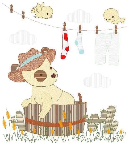 Cowboy Dog embroidery designs - Ranch Dogs machine embroidery pattern - Puppy Baby Boy and girl file -  Instant digital download pes jef dst Marcia Embroidery
