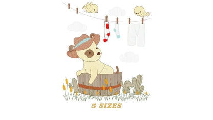 Cowboy Dog embroidery designs - Ranch Dogs machine embroidery pattern - Puppy Baby Boy and girl file -  Instant digital download pes jef dst Marcia Embroidery