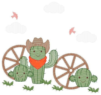 Cactus embroidery designs - Ranch embroidery design machine embroidery pattern - Mexican cactus design - Cowboy ranch embroidery file desert Marcia Embroidery