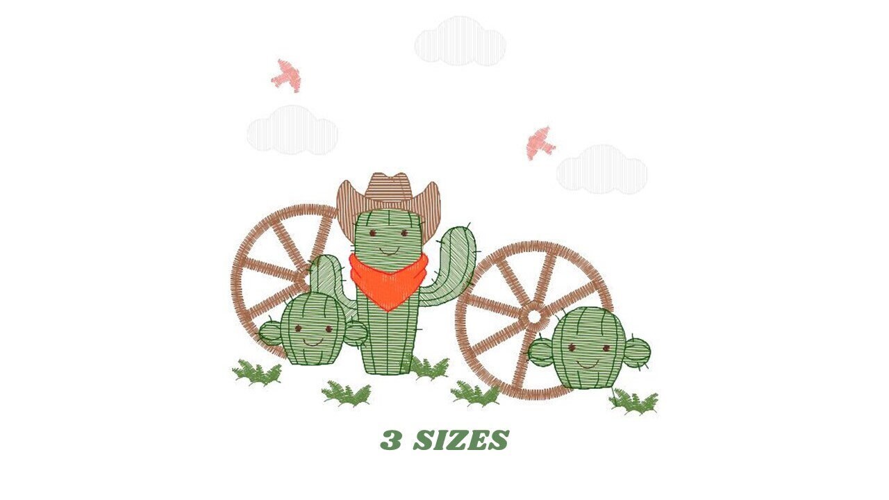 Cactus embroidery designs - Ranch embroidery design machine embroidery pattern - Mexican cactus design - Cowboy ranch embroidery file desert Marcia Embroidery
