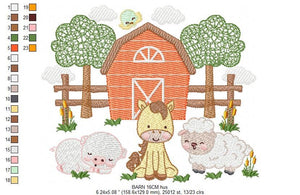 Barn animals embroidery design - Farm fence embroidery designs machine embroidery pattern - Horse pig sheep embroidery file - Boy embroidery