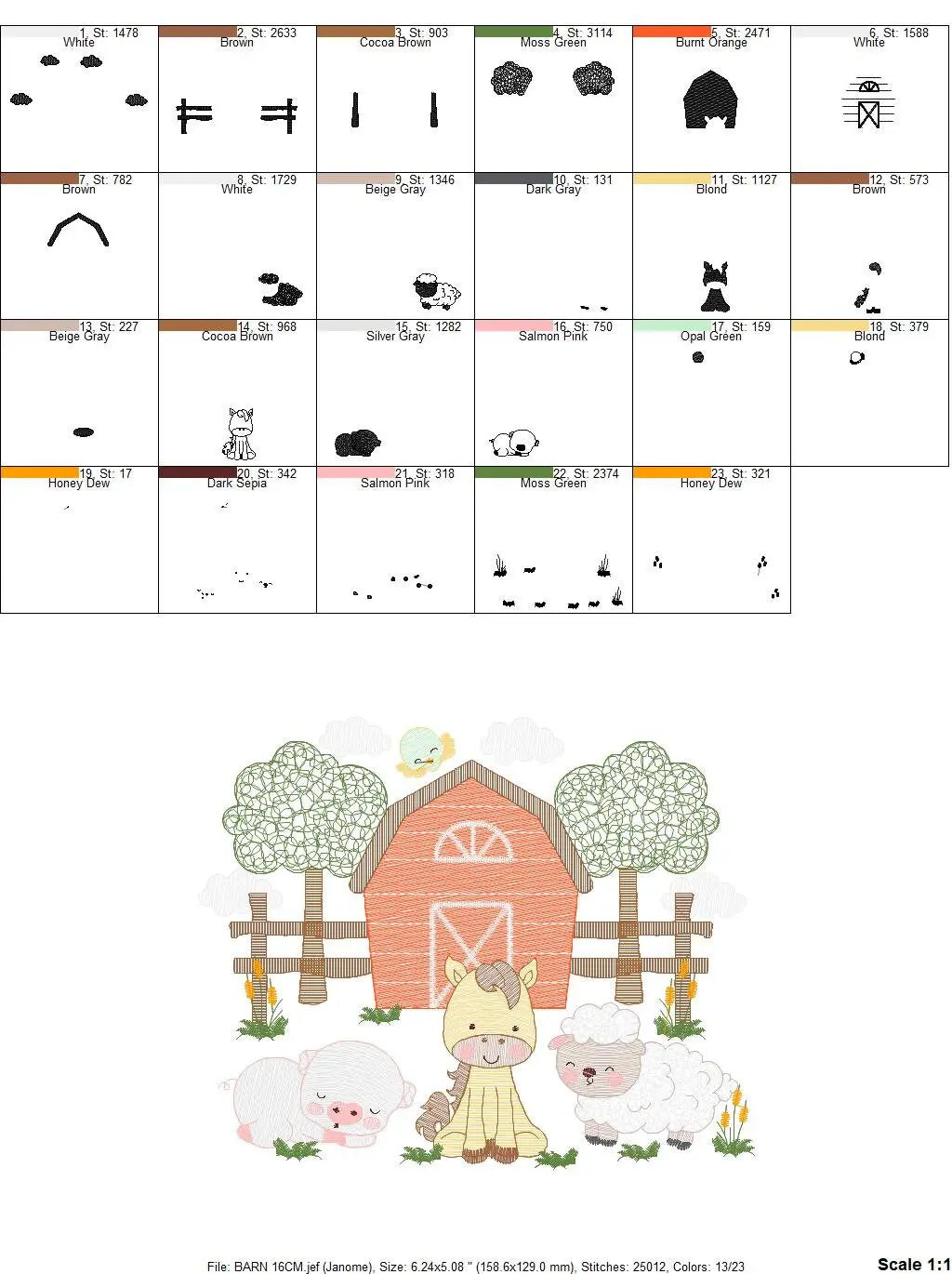Barn animals embroidery design - Farm fence embroidery designs machine embroidery pattern - Horse pig sheep embroidery file - Boy embroidery Marcia Embroidery