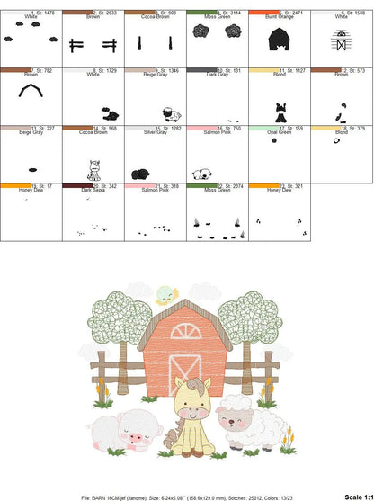 Barn animals embroidery design - Farm fence embroidery designs machine embroidery pattern - Horse pig sheep embroidery file - Boy embroidery Marcia Embroidery