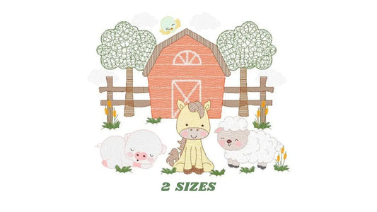 Barn animals embroidery design - Farm fence embroidery designs machine embroidery pattern - Horse pig sheep embroidery file - Boy embroidery Marcia Embroidery