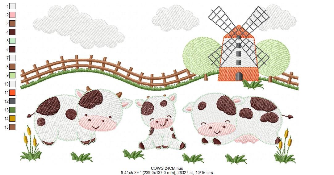 Cows ranch embroidery design - Farm fence embroidery designs machine embroidery pattern - Farm embroidery file - Boy embroidery download jef - Marcia Embroidery