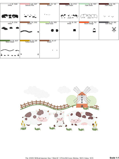 Cows ranch embroidery design - Farm fence embroidery designs machine embroidery pattern - Farm embroidery file - Boy embroidery download jef - Marcia Embroidery
