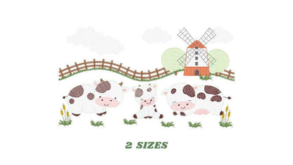 Cows ranch embroidery design - Farm fence embroidery designs machine embroidery pattern - Farm embroidery file - Boy embroidery download jef - Marcia Embroidery