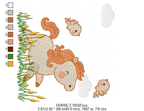 Running Horses embroidery design - Cowboy ranch farm animal machine embroidery pattern - Baby Boy Pony file - Instant download pes jef dst