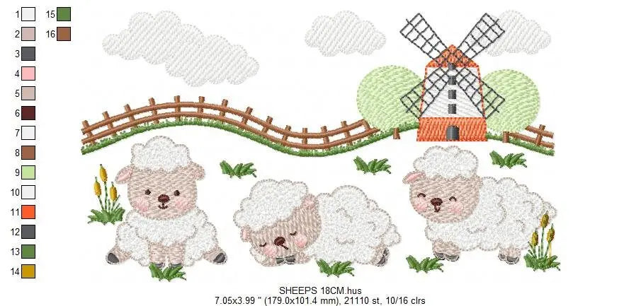 Sheep farm embroidery design - Lamb fence embroidery designs machine embroidery pattern - baby boy embroidery file  instant digital download Marcia Embroidery