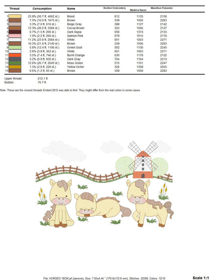 Horse embroidery design - Animal ranch embroidery designs machine embroidery pattern - Farm embroidery file - instant download pes jef hus