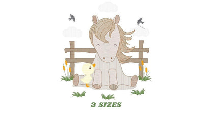 Horse embroidery design - Ranch Pony embroidery designs machine embroidery pattern - Mustang embroidery file - instant download Cowboy Farm