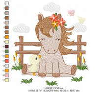 Cargar imagen en el visor de la galería, Horse embroidery design - Ranch Pony embroidery designs machine embroidery pattern - Baby girl embroidery file - instant download mare pes
