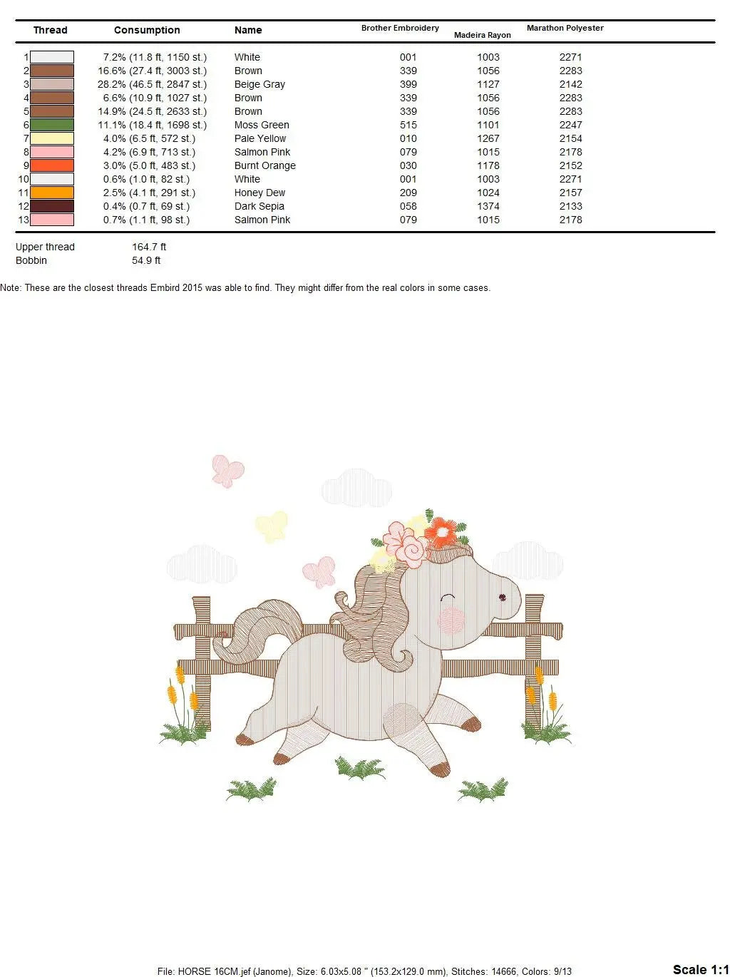 Horse with fence and flowers embroidery design - Female Pony Farm machine embroidery pattern - Baby girl file - Instant digital download pes Marcia Embroidery