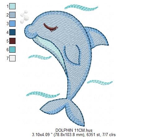 Dolphin embroidery designs - Ocean Fish embroidery design machine embroidery pattern - Dolphin sleeping embroidery file - delicate animal