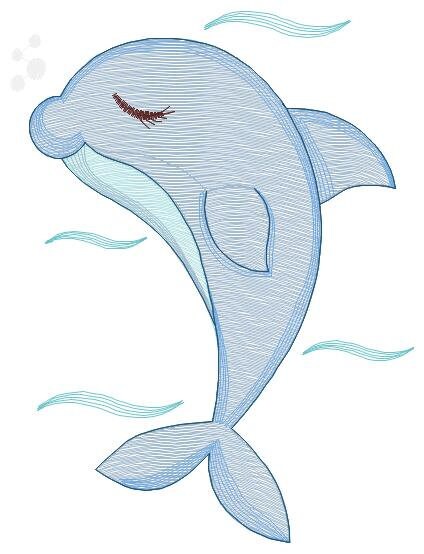 Dolphin embroidery designs - Ocean Fish embroidery design machine embroidery pattern - Dolphin sleeping embroidery file - delicate animal