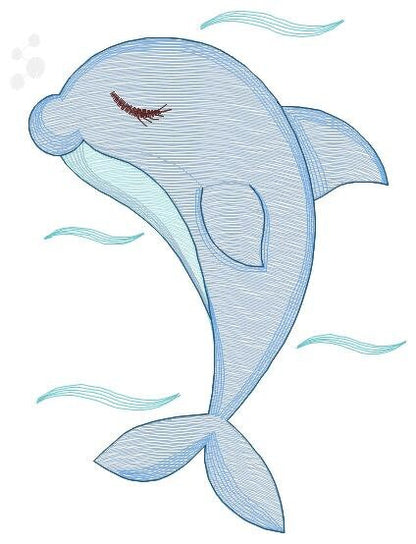 Dolphin embroidery designs - Ocean Fish embroidery design machine embroidery pattern - Dolphin sleeping embroidery file - delicate animal