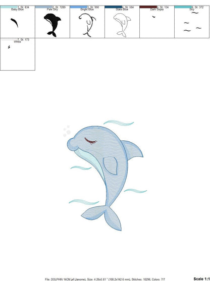 Dolphin embroidery designs - Ocean Fish embroidery design machine embroidery pattern - Dolphin sleeping embroidery file - delicate animal