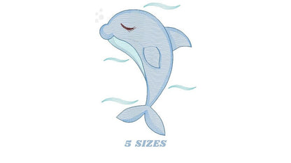 Dolphin embroidery designs - Ocean Fish embroidery design machine embroidery pattern - Dolphin sleeping embroidery file - delicate animal