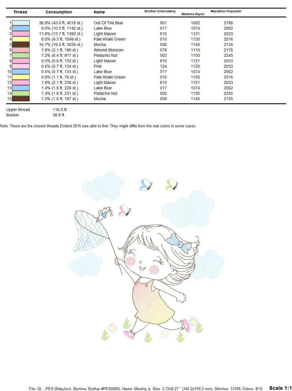 Baby girl embroidery designs - Children embroidery design machine embroidery pattern - girl with butterflies embroidery digital download