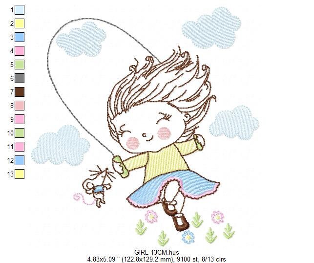 Baby girl embroidery designs - Children embroidery design machine embroidery pattern - girl with flower embroidery file  princess embroidery