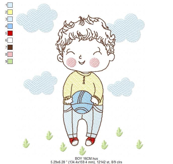 Baby boy embroidery designs - Soccer embroidery design machine embroidery file - Boy with ball embroidery - Soccer player instant download