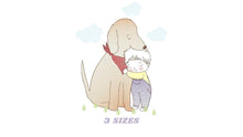 Cargar imagen en el visor de la galería, Boy embroidery designs - Dog embroidery design machine embroidery pattern - boy with dog embroidery file - pet best friend huge dog rippled
