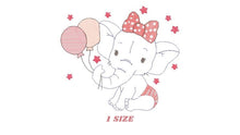 Cargar imagen en el visor de la galería, Baby Elephant embroidery designs - Party Balloon embroidery design machine embroidery pattern - Girl embroidery file - Elephant with balloon
