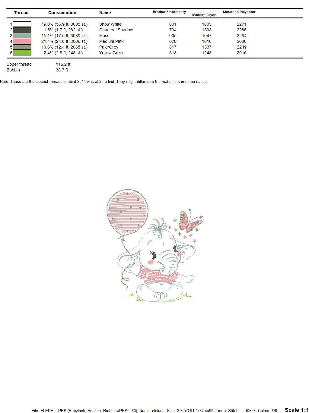 Elephant with balloon embroidery designs - Baby girl with butterfly machine embroidery pattern - Safari Wild Animal file - Instant download Marcia Embroidery