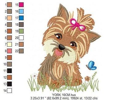 Yorkshire embroidery designs - Dog embroidery design machine embroidery pattern - Puppy embroidery file - Pet embroidery instant download