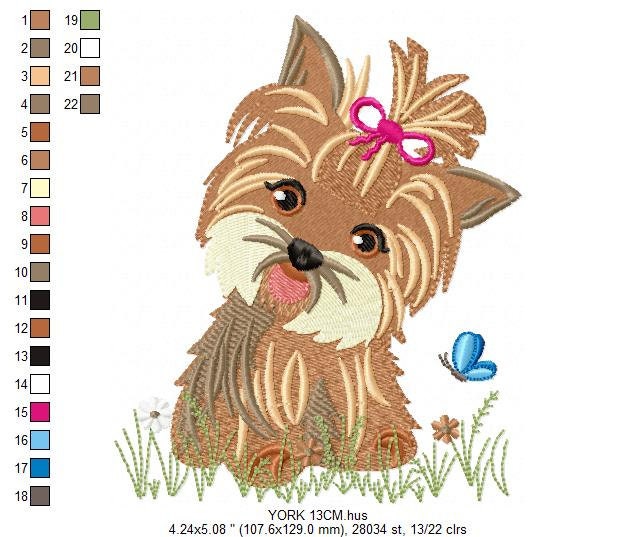 Yorkshire embroidery designs - Dog embroidery design machine embroidery pattern - Puppy embroidery file - Pet embroidery instant download