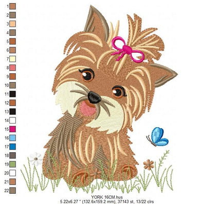 Yorkshire embroidery designs - Dog embroidery design machine embroidery pattern - Puppy embroidery file - Pet embroidery instant download