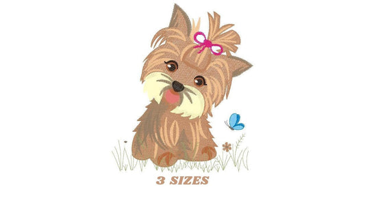 Yorkshire embroidery designs - Dog embroidery design machine embroidery pattern - Puppy embroidery file - Pet embroidery instant download