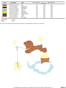 Bear embroidery designs - Cloud and stars embroidery design machine embroidery pattern - Baby boy embroidery file instant download pes jef