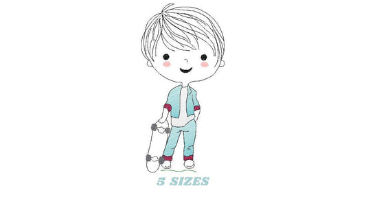 Skate embroidery designs - Skateboard kid machine embroidery pattern - Baby boy skateboarding file - instant digital download pes jef dst Marcia Embroidery