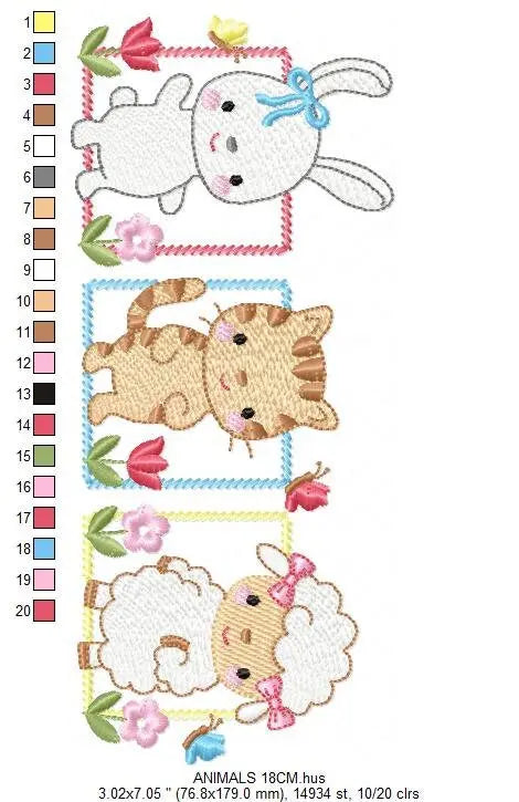 Cat animals embroidery design - Sheep embroidery designs machine embroidery pattern - Rabbit embroidery file - Baby girl embroidery pes jef Marcia Embroidery