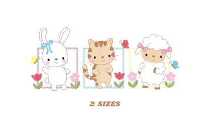 Cat animals embroidery design - Sheep embroidery designs machine embroidery pattern - Rabbit embroidery file - Baby girl embroidery pes jef Marcia Embroidery