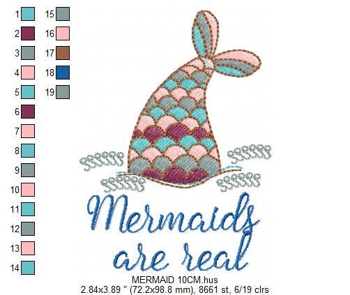 Mermaids are real embroidery designs - Mermaid embroidery design machine embroidery pattern - Mermaid tail rippled design digital download - Marcia Embroidery