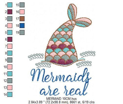 Mermaids are real embroidery designs - Mermaid embroidery design machine embroidery pattern - Mermaid tail rippled design digital download - Marcia Embroidery