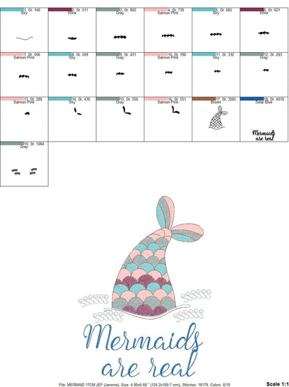Mermaids are real embroidery designs - Mermaid embroidery design machine embroidery pattern - Mermaid tail rippled design digital download - Marcia Embroidery
